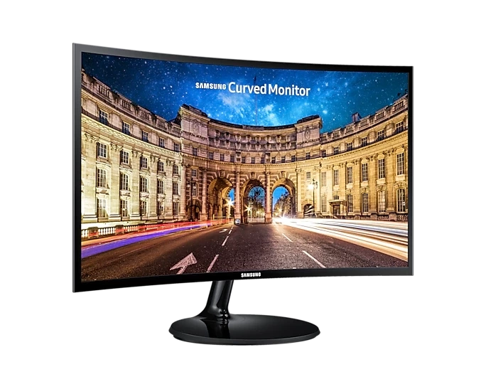 شاشة منحنية بدون حواف من سامسونج C27T390FHM مقاس 27 بوصة بدقة 1920 × 1080 (FHD) VA 60Hz 4ms HDMI 1.4 / VGA AMD FreeSync™ - أسود