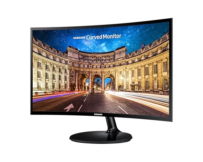 شاشة منحنية بدون حواف من سامسونج C27T390FHM مقاس 27 بوصة بدقة 1920 × 1080 (FHD) VA 60Hz 4ms HDMI 1.4 / VGA AMD FreeSync™ - أسود