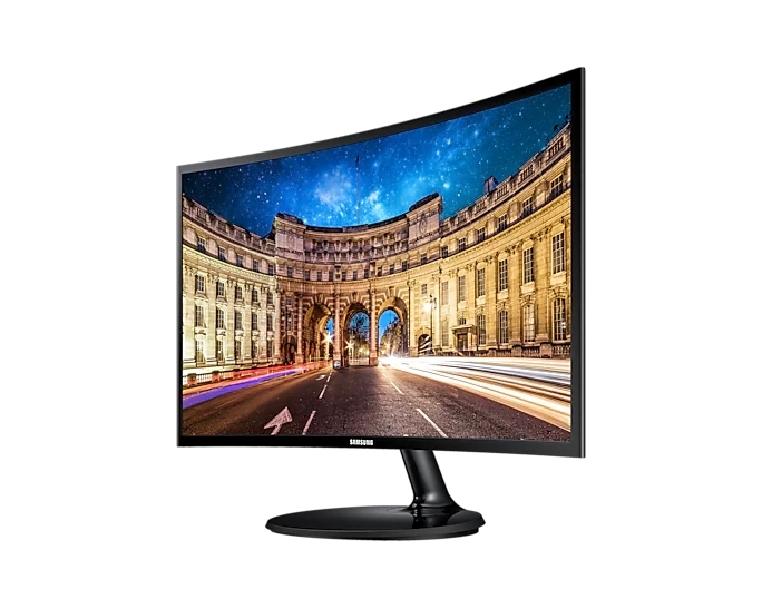 شاشة منحنية بدون حواف من سامسونج C27T390FHM مقاس 27 بوصة بدقة 1920 × 1080 (FHD) VA 60Hz 4ms HDMI 1.4 / VGA AMD FreeSync™ - أسود