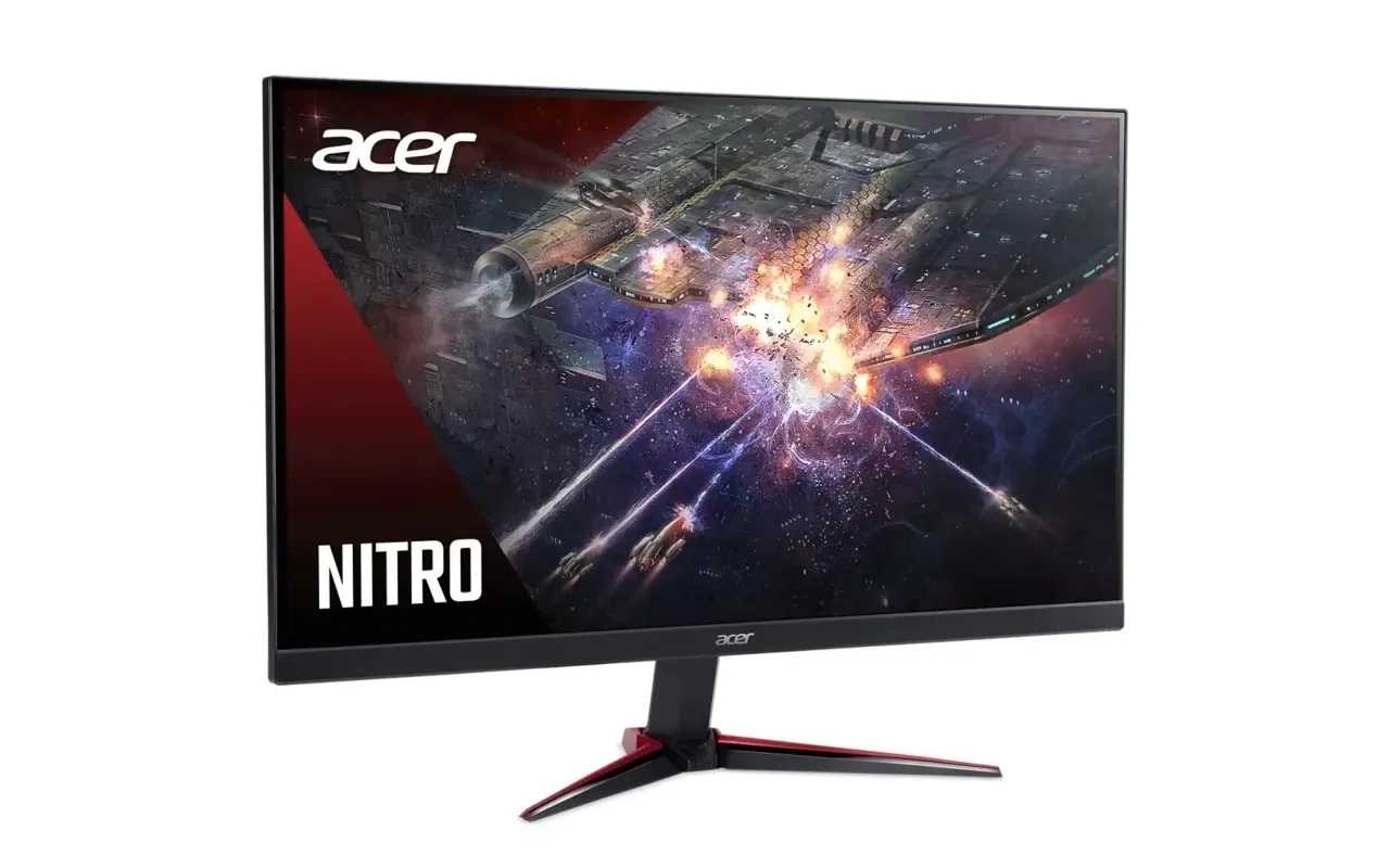 شاشة ألعاب مسطحة Acer Nitro VG240Y مقاس 23.8 بوصة بدقة 1920 × 1080 (FHD) IPS بمعدل تحديث 180 هرتز ووقت استجابة 0.5 مللي ثانية ومنفذ HDMI 2.0 / DP 1.2 مع HDR10 وAMD Freesync Premuim مع مكبرات صوت مدمجة - أسود