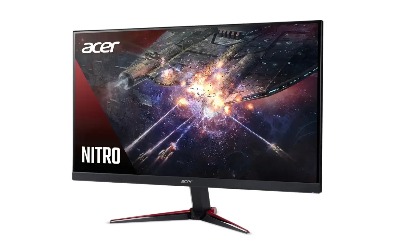 شاشة ألعاب مسطحة Acer Nitro VG240Y مقاس 23.8 بوصة بدقة 1920 × 1080 (FHD) IPS بمعدل تحديث 180 هرتز ووقت استجابة 0.5 مللي ثانية ومنفذ HDMI 2.0 / DP 1.2 مع HDR10 وAMD Freesync Premuim مع مكبرات صوت مدمجة - أسود