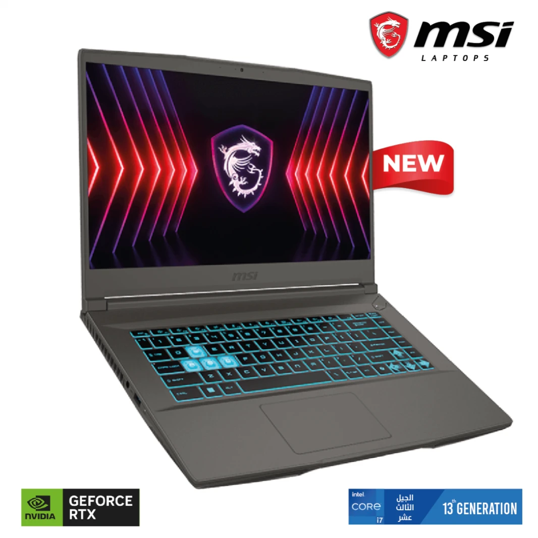 كمبيوتر محمول MSI Thin 15 B13UC | Intel® Core i7-13620H NVIDIA RTX 3050 Max-Q 4GB DDR6 512GB SSD 15.6" FHD, 144Hz IPS-Level - Cosmos Grey