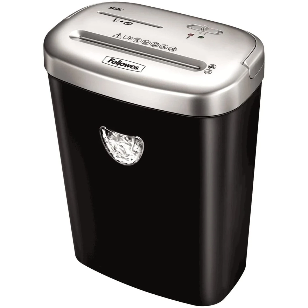 آلة تقطيع الورق Fellowes Powershred 53C 10 Sheet Cross Cut Shredder مع SafeSense تقوم آلة تقطيع الورق Fellowes Powershred 53C Cross Cut Shredder بتقطيع 10 أوراق من ورق A4 في كل تمريرة إلى 3440 جسيمًا مقطوعًا عرضيًا، 4 × 35 مم (مستوى الأمان)