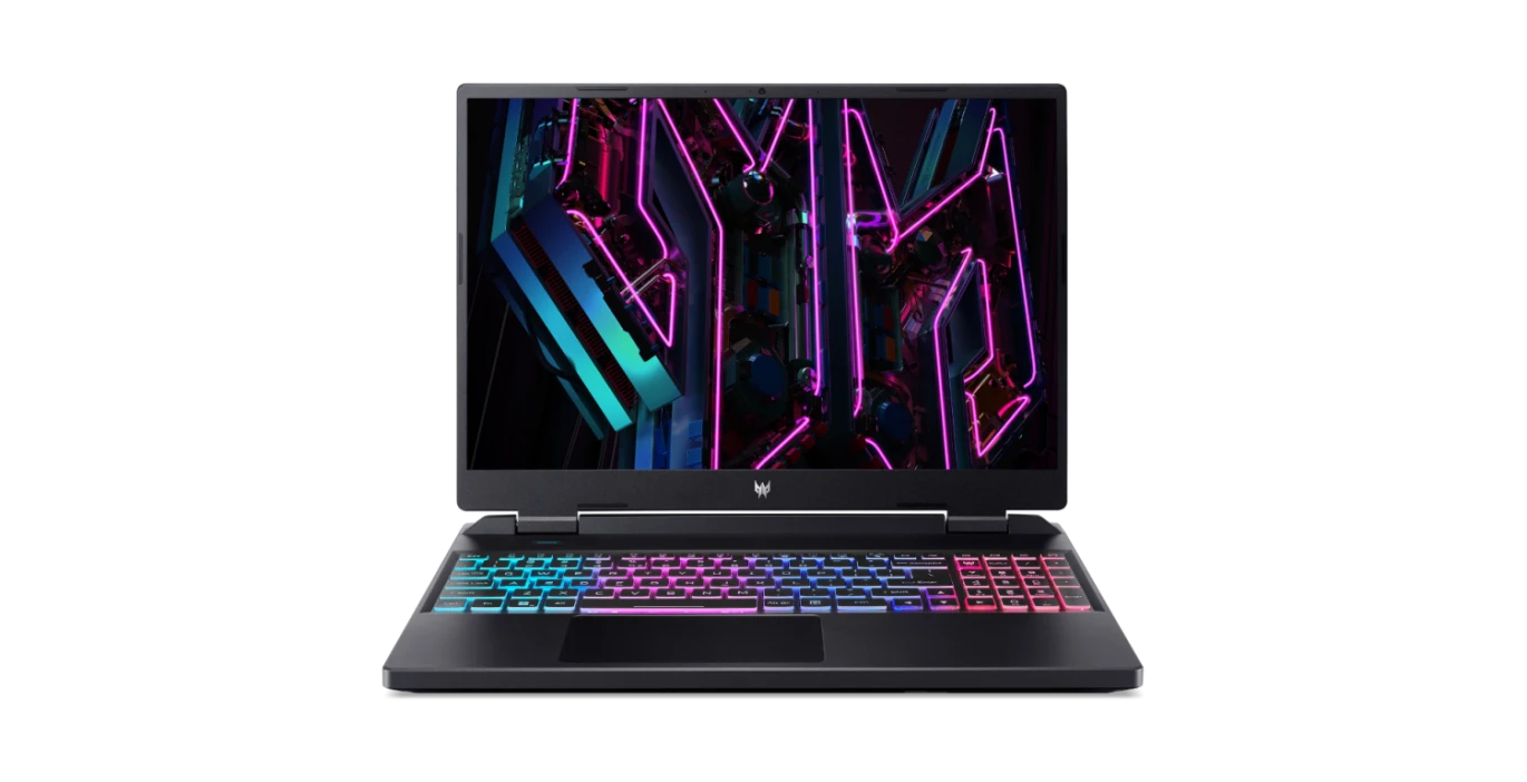 كمبيوتر محمول Acer Predator Neo 16 PHN16 Intel® 13Th Gen Core™ I7-13700HX، ذاكرة وصول عشوائي 16 جيجابايت DDR5، 512 جيجابايت NVMe® SSD، Nvidia® Geforce™ RTX 4050 6GB GDDR6، شاشة 16 بوصة IPS بدقة 1920 × 1200 (WUXGA) 165 هرتز 3 مللي ثانية، نظام التشغيل Windows 11 Pro