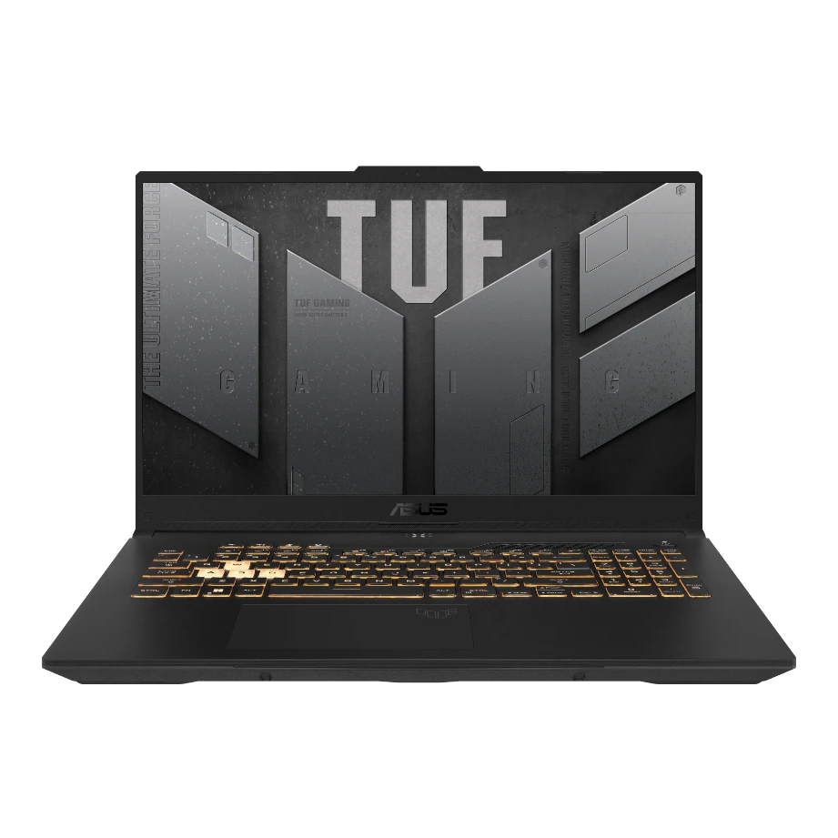 كمبيوتر محمول Asus TUF Gaming F17 FX707ZC4 Intel® 12Th Gen Core™ I7-12700H، ذاكرة وصول عشوائي DDR4 سعة 16 جيجابايت، محرك أقراص SSD NVMe® سعة 512 جيجابايت، بطاقة رسومات Nvidia® Geforce™ RTX 3050 سعة 4 جيجابايت GDDR6، شاشة 17.3 بوصة IPS-Level بدقة 1920 × 1080 (FHD) بمعدل تحديث 144 هرتز ومدة انتظار 30 مللي ثانية، نظام التشغيل Windows 11 Home