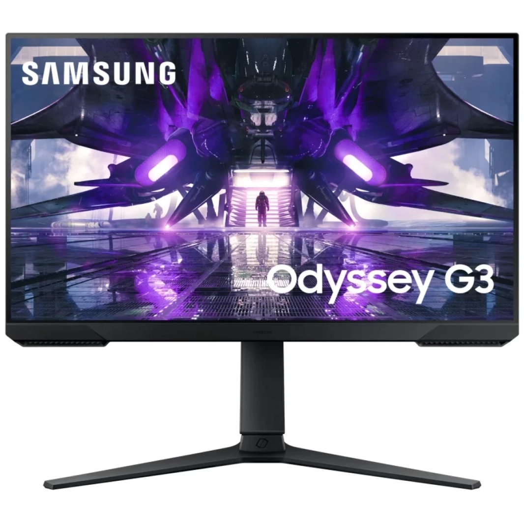 شاشة ألعاب مسطحة Samsung Odyssey G3 S32AG320NM مقاس 32 بوصة بدقة 1920 × 1080 (FHD) VA بمعدل تحديث 165 هرتز ووقت استجابة 1 مللي ثانية ومنفذ HDMI 1.4 / DP 1.2 مع AMD FreeSync™ وحامل قابل للتعديل (ضبط الارتفاع والدوران والدوران المحوري) - أسود