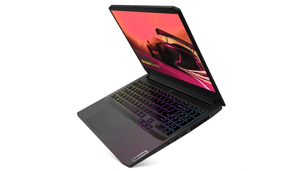 كمبيوتر محمول Lenovo IdeaPad Gaming 3 15ACH6 AMD® Ryzen™ 5-5600H، ذاكرة وصول عشوائي DDR4 سعة 16 جيجابايت، ومحرك أقراص SSD NVMe® سعة 512 جيجابايت، وبطاقة رسومات Nvidia® Geforce™ RTX 3060 سعة 6 جيجابايت GDDR6، وشاشة 15.6 بوصة IPS بدقة 1920 × 1080 (FHD) وتردد 165 هرتز ومدة استجابة 20 مللي ثانية، ونظام تشغيل Windows 10 Pro - أسود