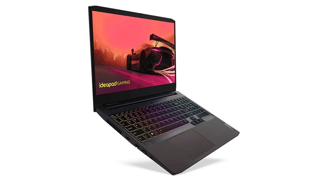 كمبيوتر محمول Lenovo IdeaPad Gaming 3 15ACH6 AMD® Ryzen™ 5-5600H، ذاكرة وصول عشوائي DDR4 سعة 16 جيجابايت، ومحرك أقراص SSD NVMe® سعة 512 جيجابايت، وبطاقة رسومات Nvidia® Geforce™ RTX 3060 سعة 6 جيجابايت GDDR6، وشاشة 15.6 بوصة IPS بدقة 1920 × 1080 (FHD) وتردد 165 هرتز ومدة استجابة 20 مللي ثانية، ونظام تشغيل Windows 10 Pro - أسود