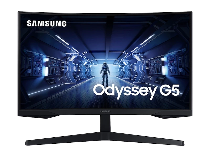 شاشة Samsung Odyssey G5 C27G55TQWN مقاس 27 بوصة بدقة 2560 × 1440 (QHD 2K) VA بمعدل تحديث 144 هرتز ومدة استجابة 1 مللي ثانية وتقنية FreeSync™ Premium مع HDR المنحنية