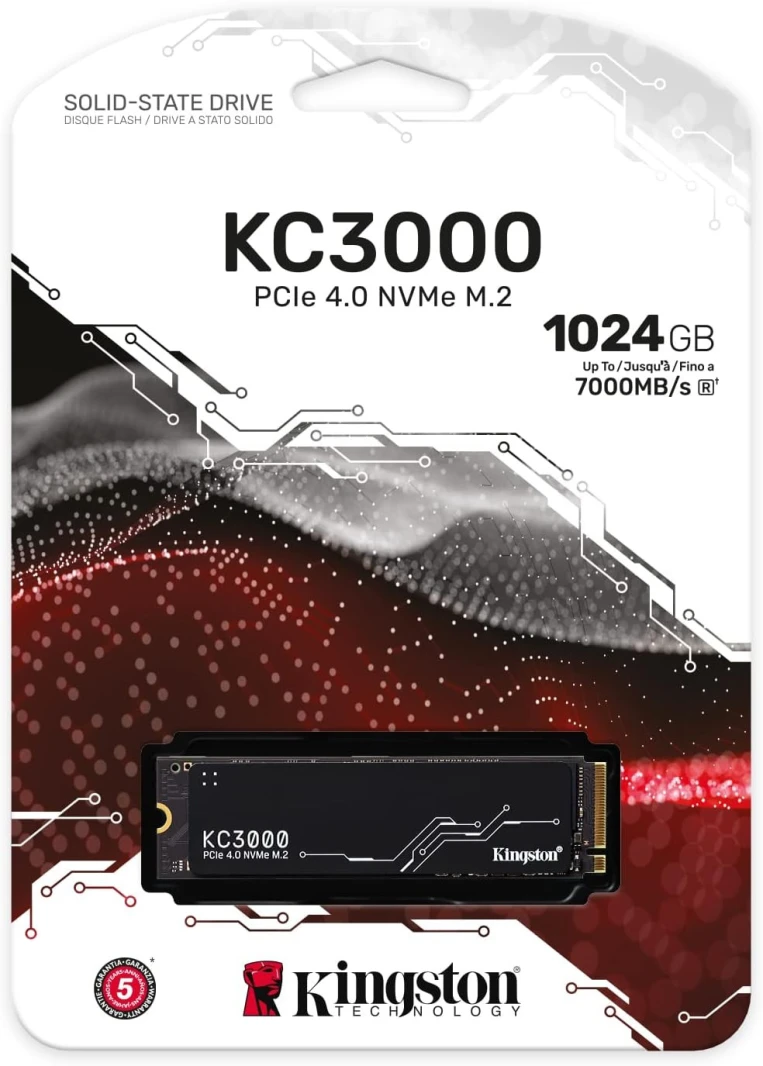 Kingston KC3000 PCIe 4.0 NVMe M.2 1024 GB SSD - تخزين عالي الأداء لأجهزة الكمبيوتر المكتبية والمحمولة - SKC3000S/1024G