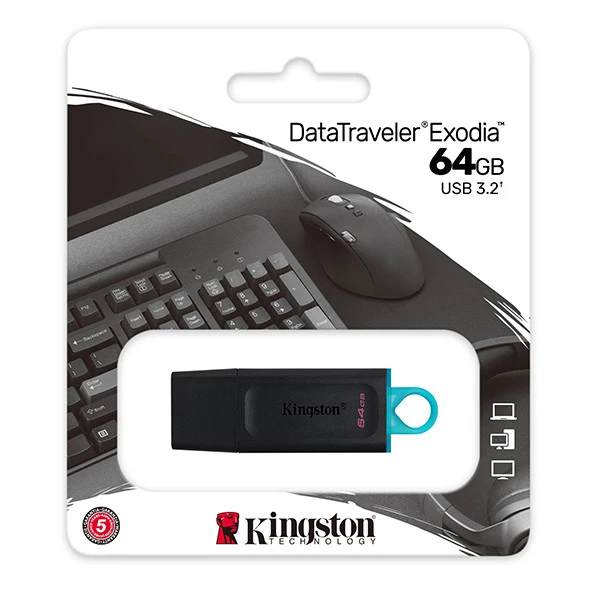 محرك أقراص فلاش Kingston DataTraveler Exodia USB 3.2 Gen 1 بسعة 64 جيجابايت