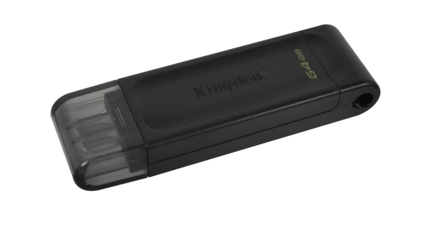 محرك أقراص فلاش Kingston DataTraveler 70 بسعة 64 جيجابايت بمنفذ USB-C 3.2 من الجيل الأول