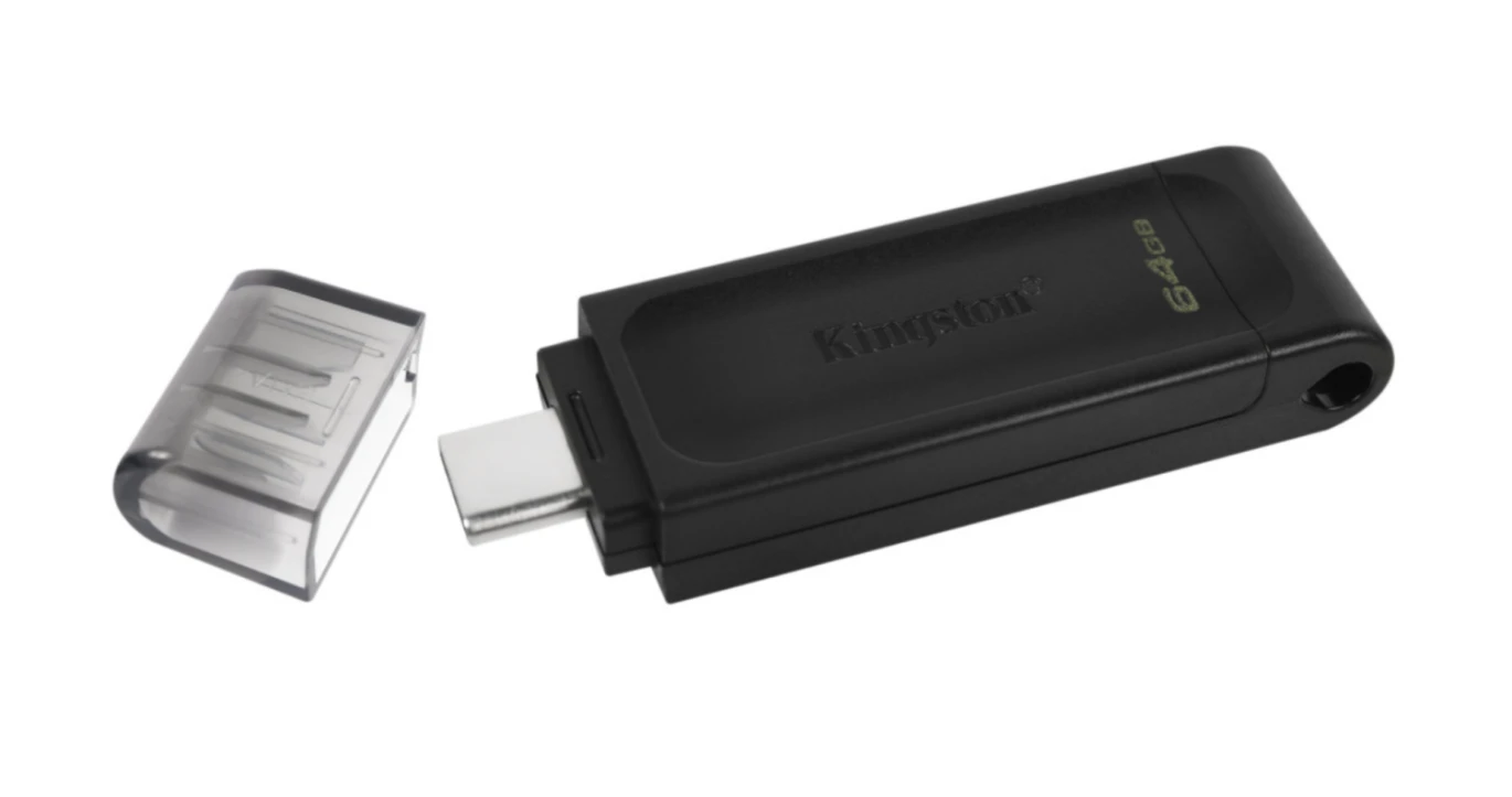 محرك أقراص فلاش Kingston DataTraveler 70 بسعة 64 جيجابايت بمنفذ USB-C 3.2 من الجيل الأول