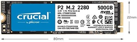 Crucial P2 500GB 3D NAND NVMe PCIe M.2 SSD حتى 2400 ميجابايت/ثانية