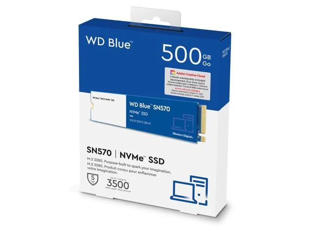 WD Blue SN570 NVMe M.2 2280 500GB PCI-Express 3.0 x4 3D NAND حتى 3,500 ميجابايت/ثانية