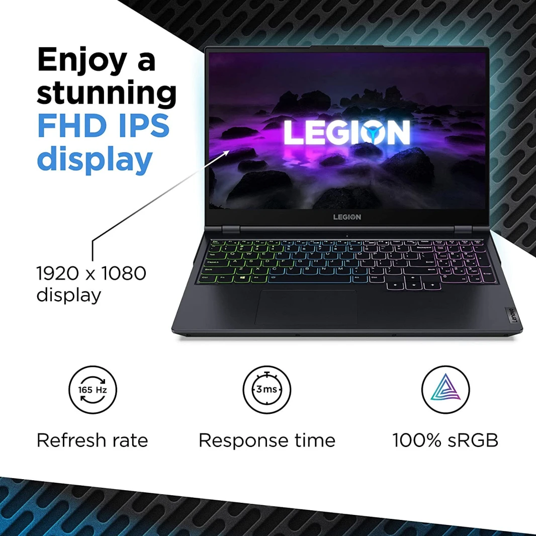 Lenovo Legion 5 15ITH6 Intel® 11Th Gen Core™ I7-11800H , 16 جيجا بايت رام , 512 جيجا بايت NVMe® SSD , Nvidia® Geforce™ RTX 3050 Ti 4 جيجا بايت GDDR6, 15.6 IPS 1920 x 1080 (FHD) 165Hz 8ms , Windows 10 Pro - أسود