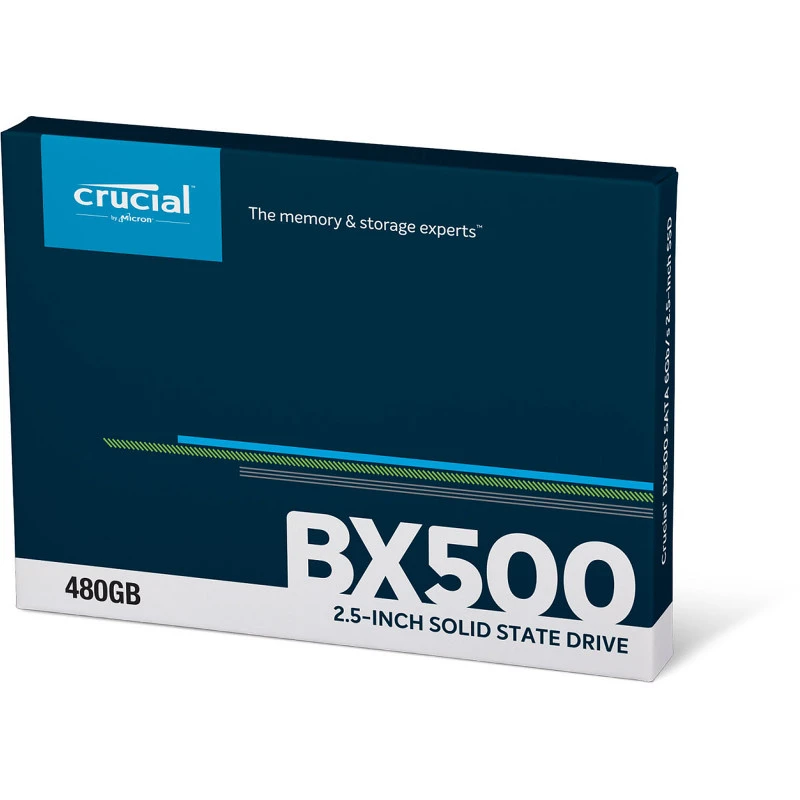 محرك أقراص الحالة الصلبة الداخلي Crucial BX500 SSD بسعة 480 جيجابايت - SATA III 6 جيجابايت/ثانية، 2.5 بوصة/7 مم، حتى 540 ميجابايت/ثانية