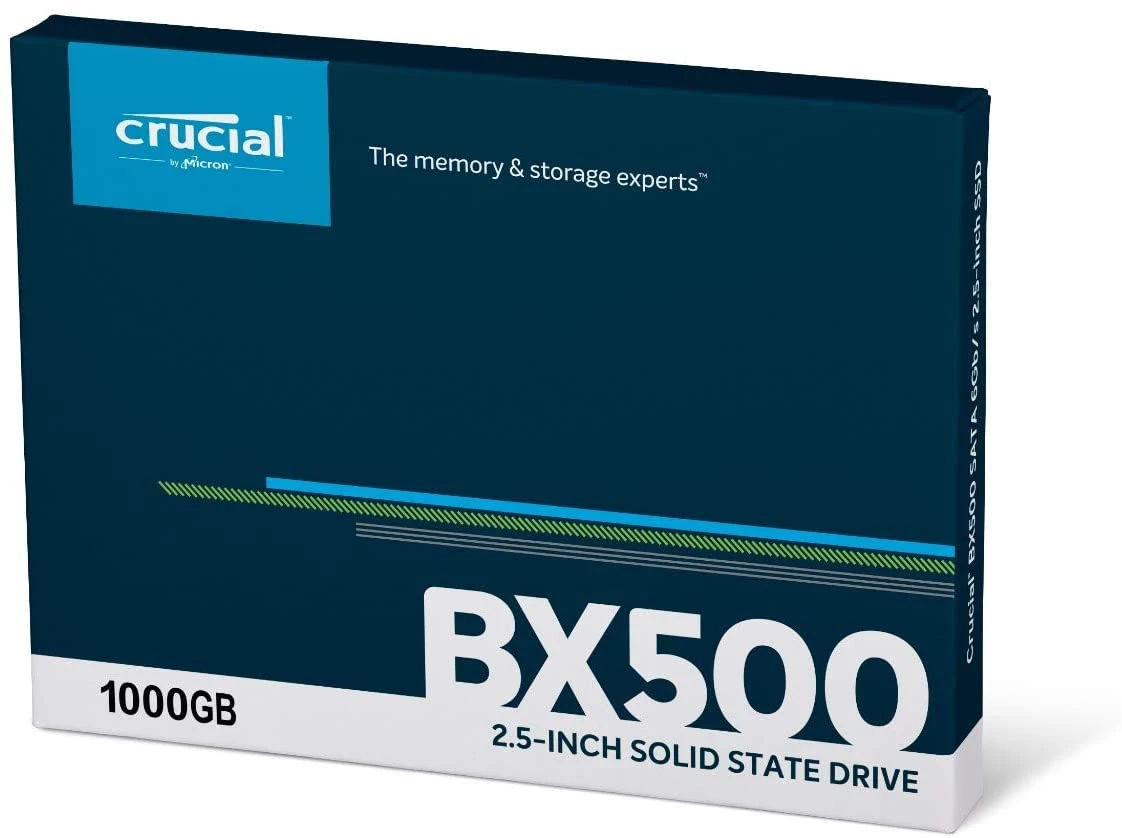 محرك أقراص الحالة الصلبة الداخلي Crucial BX500 بسعة 1000 جيجابايت SSD للكمبيوتر الشخصي - SATA III 6 جيجابايت/ثانية، 2.5 بوصة/7 مم، حتى 540 ميجابايت/ثانية