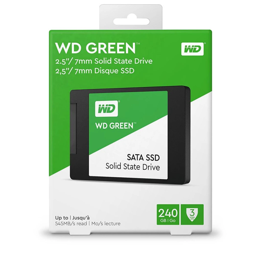 محرك أقراص الحالة الصلبة SSD داخلي للكمبيوتر الشخصي من Western Digital WD Green بسعة 240 جيجابايت - SATA III بسرعة 6 جيجابايت/ثانية، مقاس 2.5 بوصة/7 مم، حتى 550 ميجابايت/ثانية