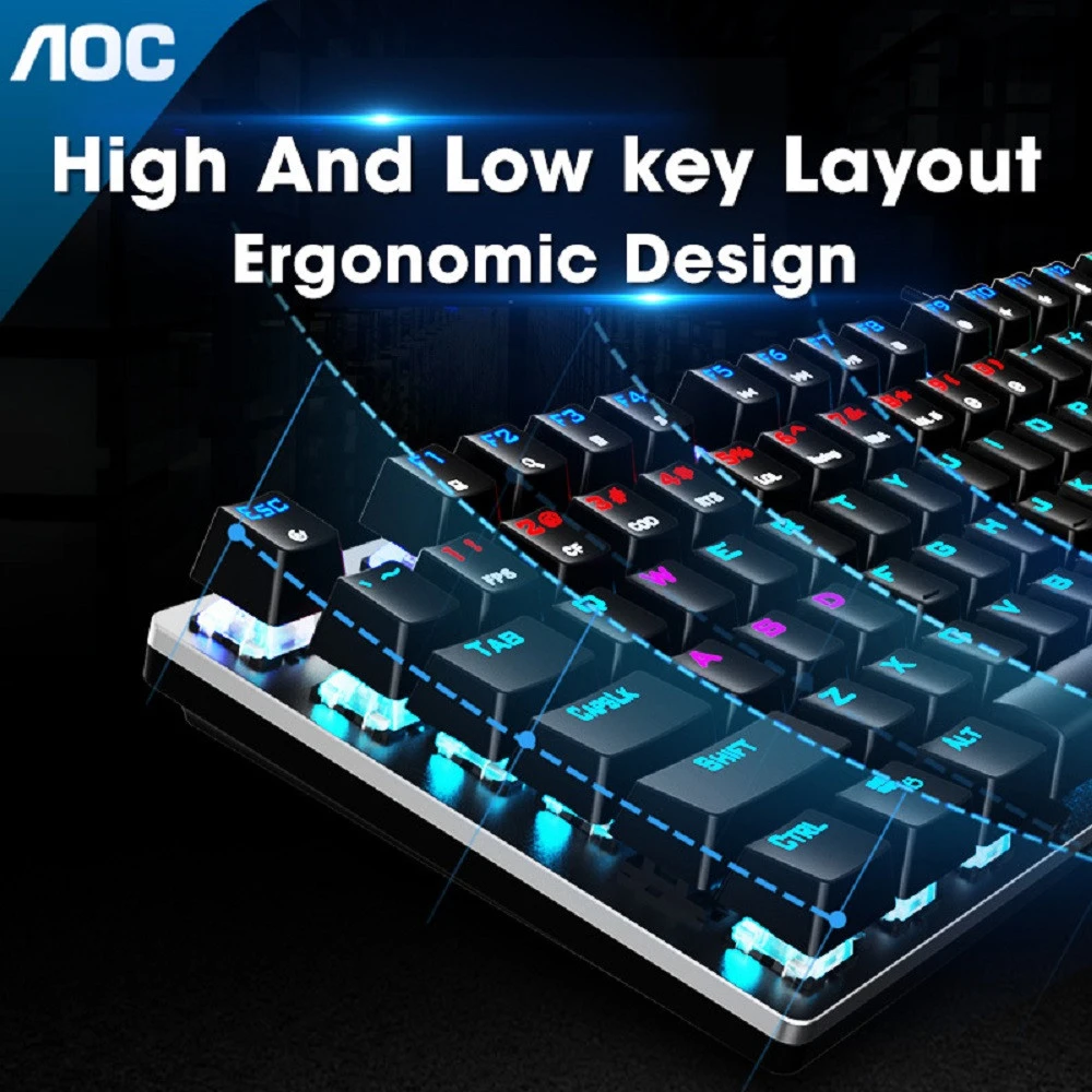 لوحة مفاتيح ميكانيكية AOC GK410 RGB Blue Switch