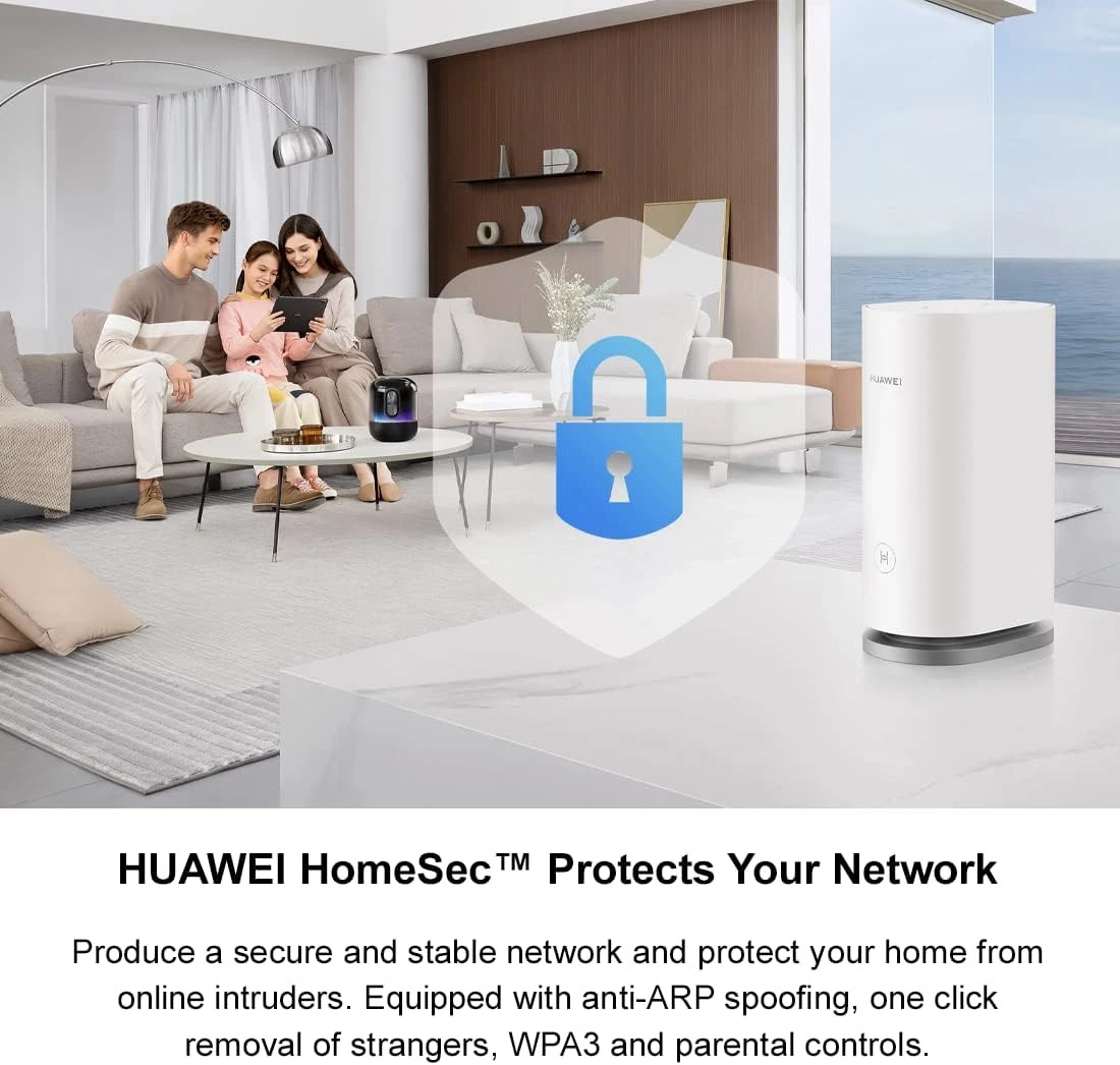 HUAWEI WiFi Mesh 3 AX3000 - نظام WiFi شبكي للمنزل بالكامل، سلس وسريع، يصل إلى 3000 ميجابت في الثانية، يمكن توصيل أكثر من 250 جهازًا، اتصال فائق السرعة في المنازل المتوسطة والكبيرة - عبوة من 3 قطع