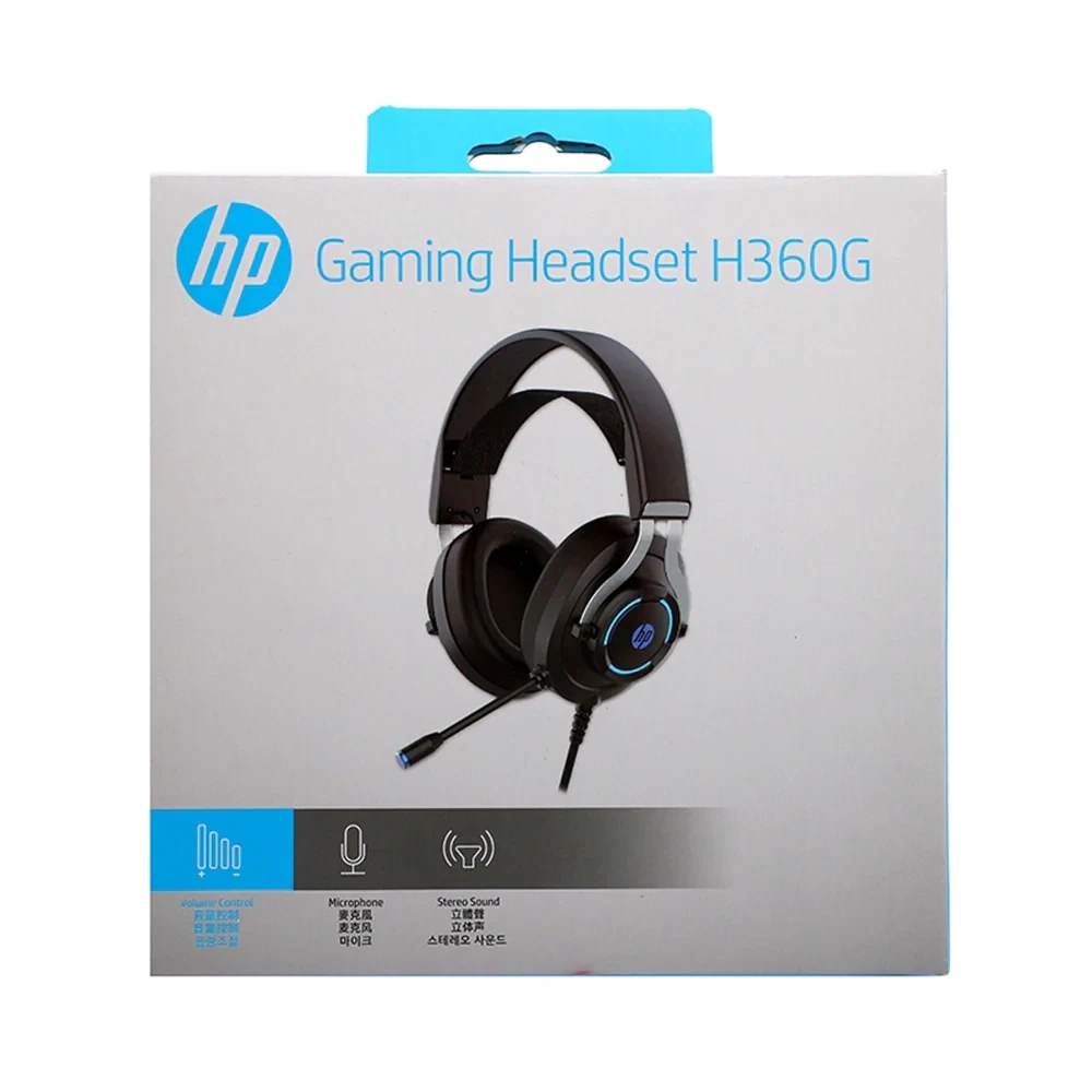 سماعة رأس للألعاب HP H360G 7.1 Virtual Surround USB2.0 مع ميكروفون وإضاءة LED ومكبر صوت 50 مم لطيف على البشرة