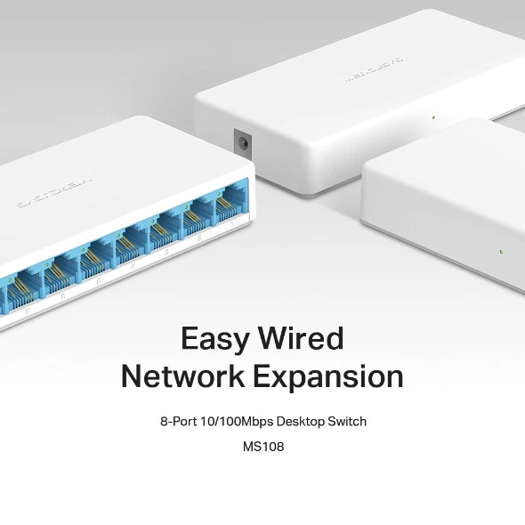 مفتاح سطح المكتب Mercusys MS108 8 منافذ 10/100 - أبيض