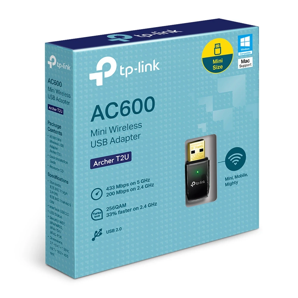 محول TP-Link AC600 Archer T2U Mini ثنائي النطاق USB لاسلكي