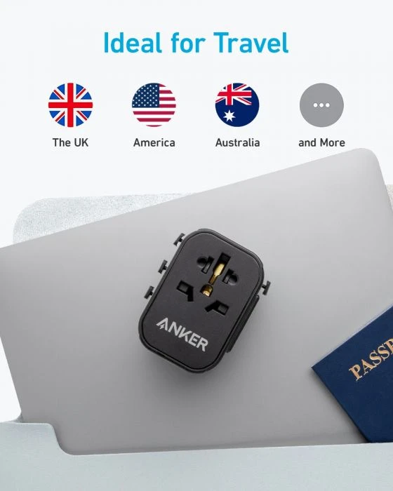 محول سفر Anker PowerExtend USB-C بقوة 30 وات - أسود