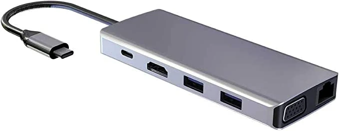 موزع USB-C 11 في 1 من Powerology - رمادي