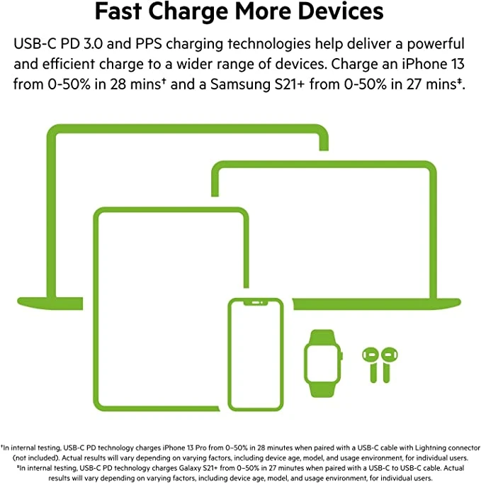 كابل Belkin 45W Dual USB-C PD GaN مع PPS باللون الأسود