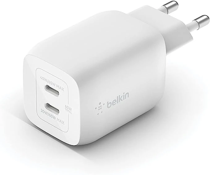 كابل Belkin 45W Dual USB-C PD GaN مع PPS باللون الأسود