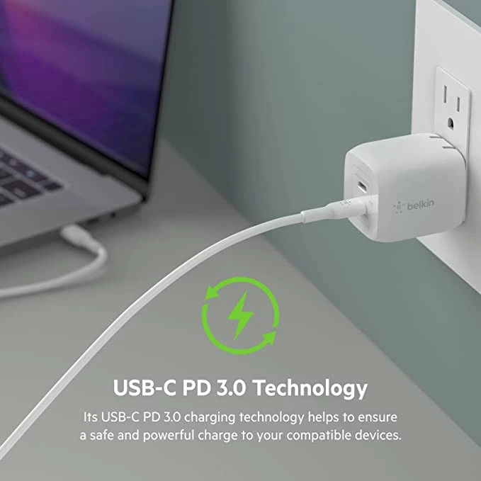 كابل Belkin Dual 45W USB-C PD GaN مع PPS