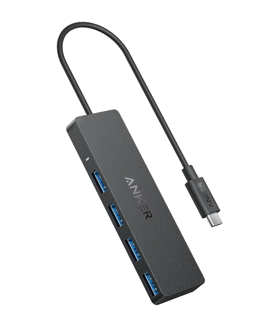 موزع بيانات Anker USB-C (4 في 1، 5 جيجابت في الثانية) أسود