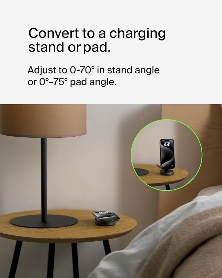 شاحن Belkin BoostCharge Pro اللاسلكي القابل للطي بقوة 15 وات