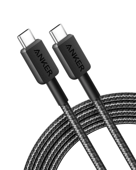 كابل Anker 322 USB-C إلى USB-C (مضفر بطول 3 أقدام) - أسود