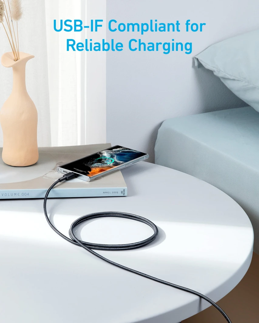 كابل Anker 322 USB-C إلى USB-C (مضفر بطول 3 أقدام) - أسود