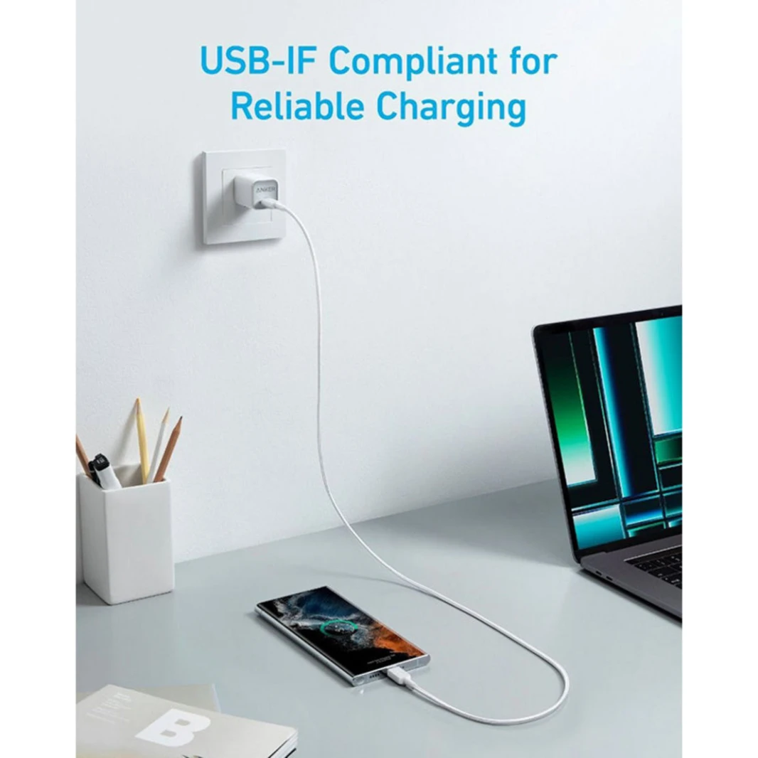 كابل Anker 322 USB-C إلى USB-C (مضفر بطول 3 أقدام) - أسود