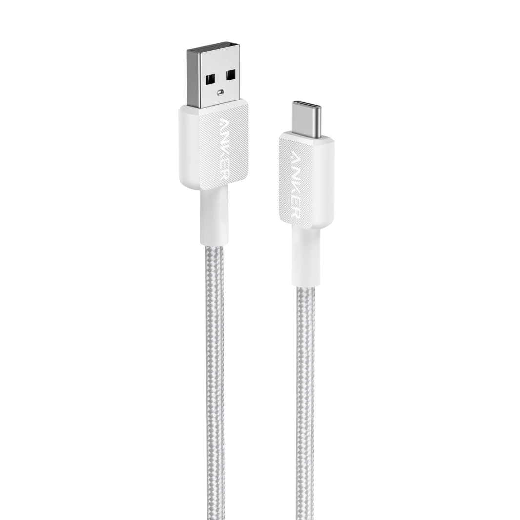 كابل Anker 322 USB-A إلى USB-C بطول 3 أقدام (مضفر) أبيض