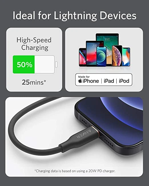 كابل Anker PowerLine III Flow USB-C مع موصل Lightning