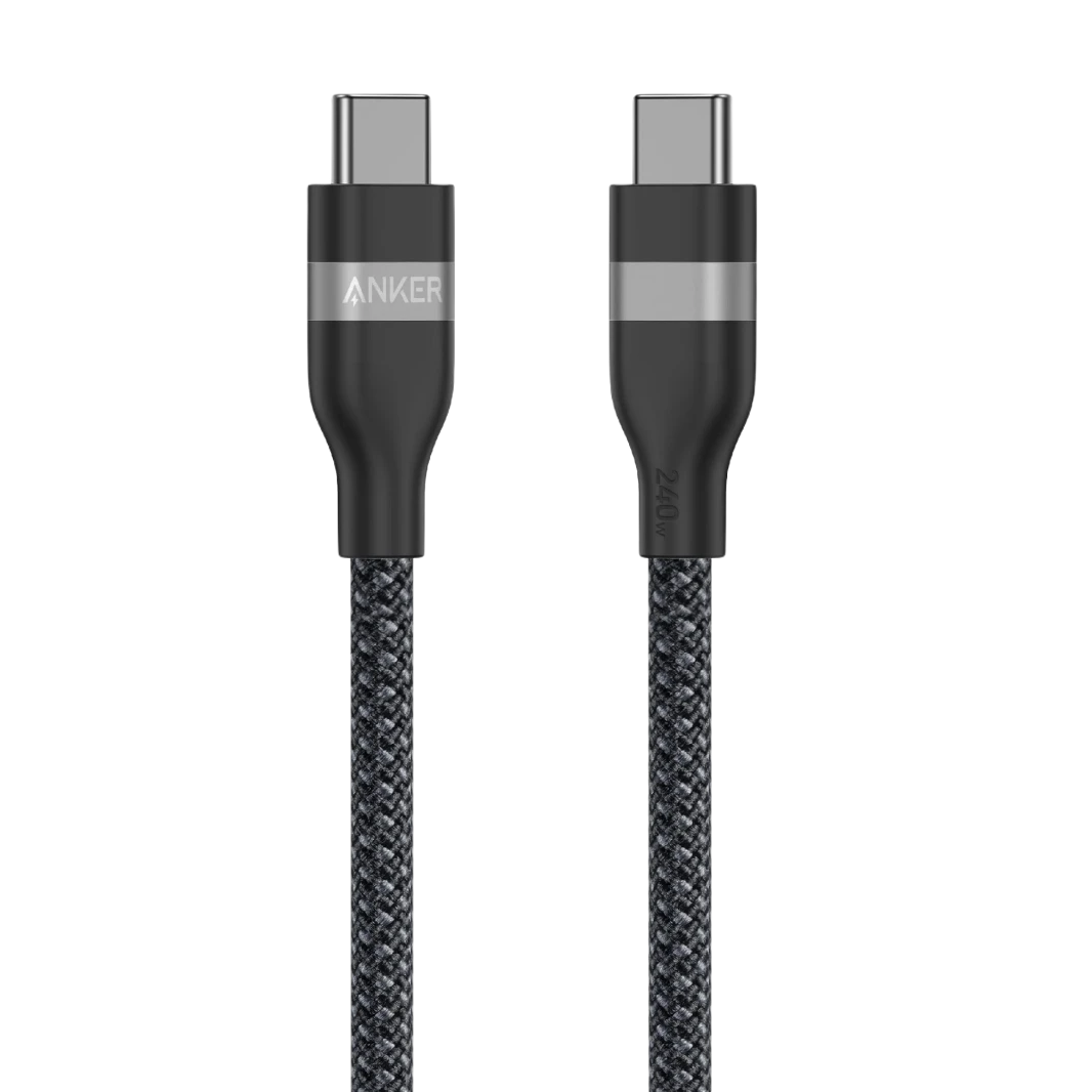 كابل Anker USB-C إلى USB-C (3 أقدام، 240 واط، مضفر) أسود