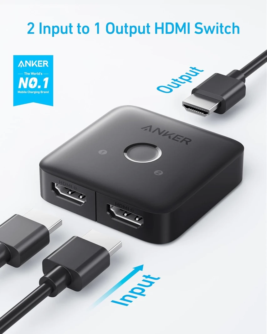 محول HDMI من Anker (2 في 1) باللون الرمادي