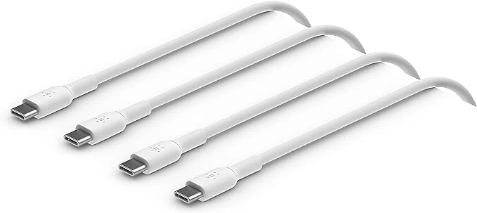 كابل Belkin BoostCharge USB-C إلى USB-C بطول 1 متر، باللون الأبيض، قطعتين