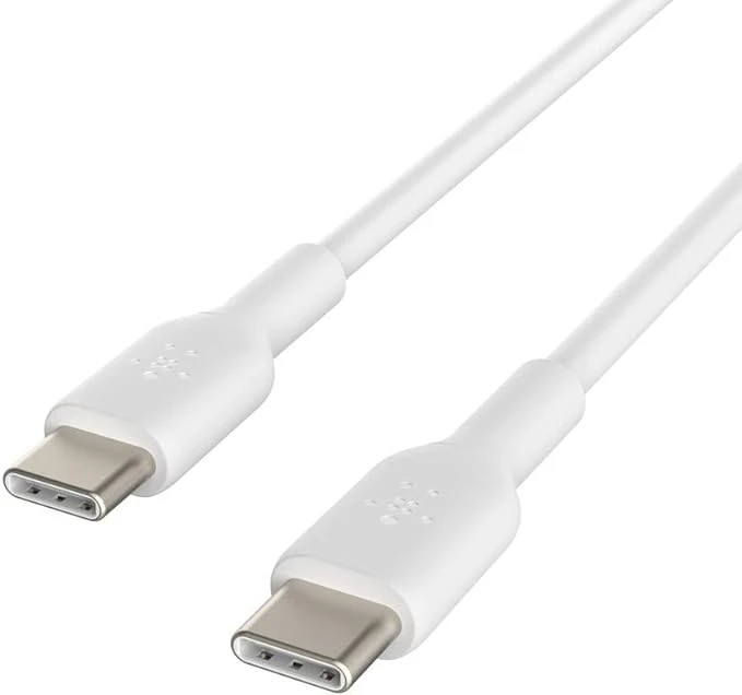 كابل Belkin BoostCharge USB-C إلى USB-C بطول 1 متر، باللون الأبيض، قطعتين