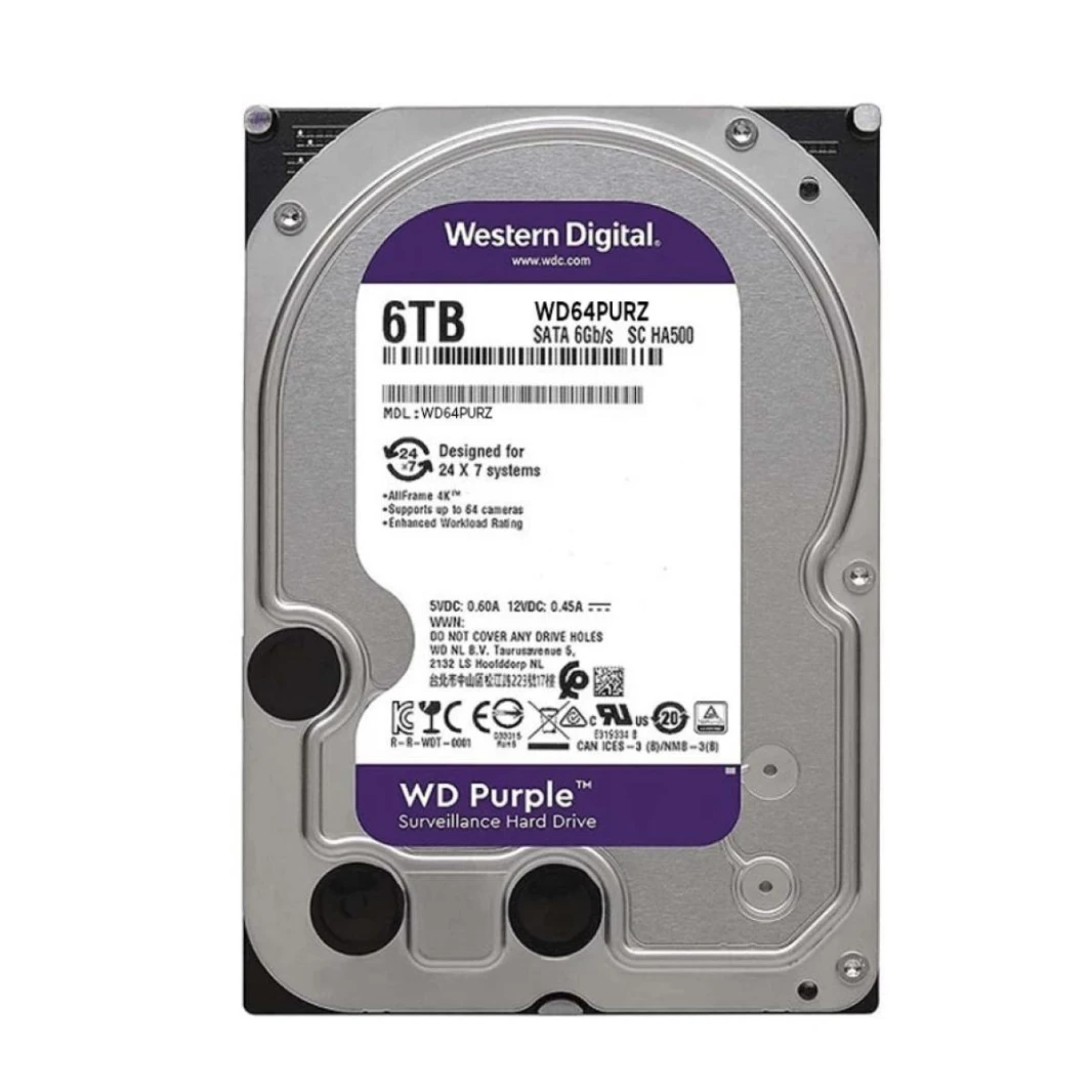 ويسترن ديجيتال WD Purple SATA 3.5 بوصة، سعة 6 تيرابايت