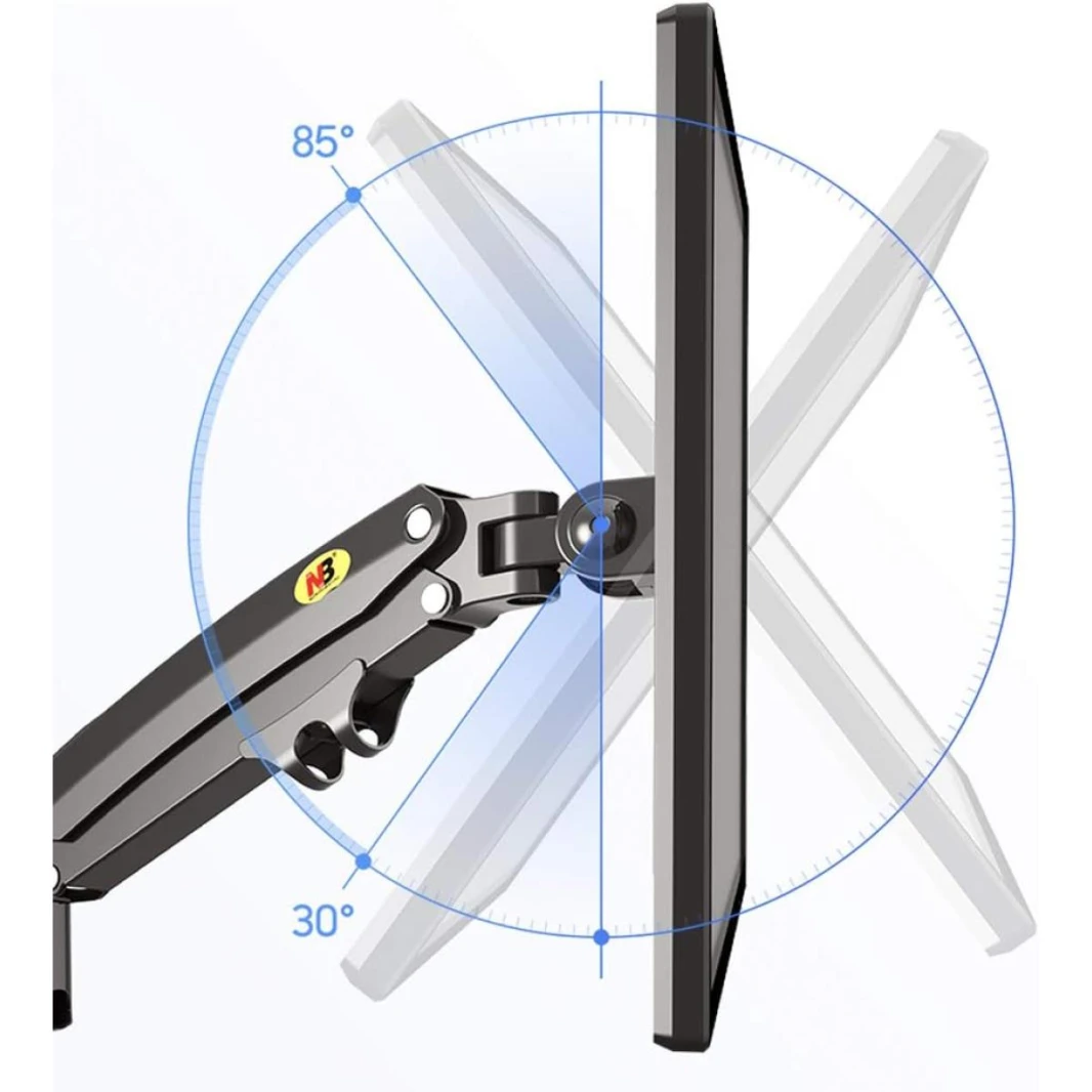 حامل شاشة مكتبي NB North Bayou H180 عالمي كامل الحركة بذراعين مزدوجتين ونابض غازي مقاس 22 بوصة إلى 32 بوصة