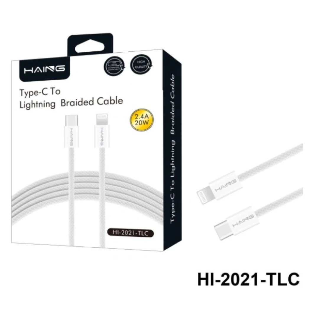 كابل HAING HI-2021-TLC Type-C إلى Lightning مضفر بطول 1.2 متر وقوة 20 وات