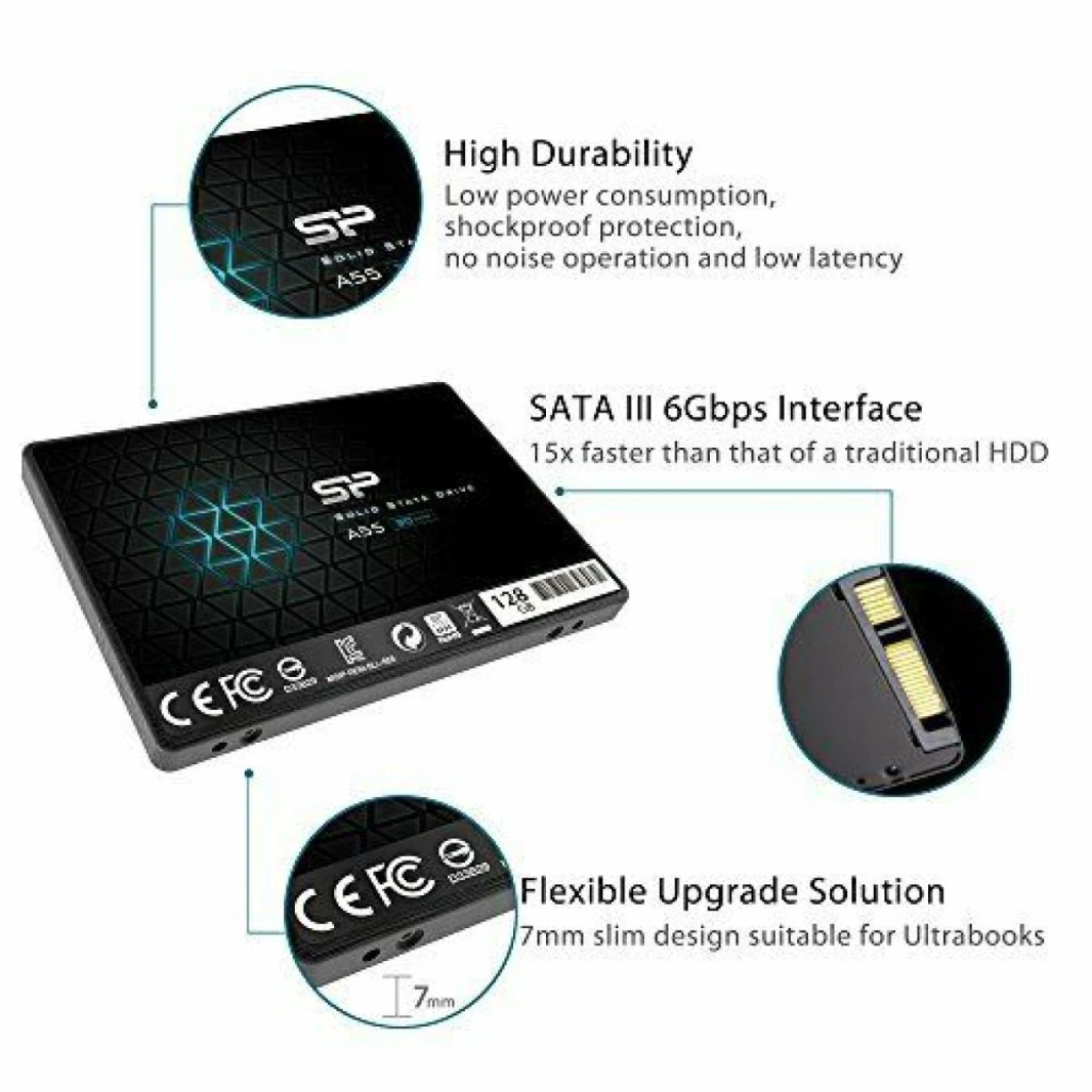 قرص SSD Silicon Power سعة 128 جيجابايت بتقنية 3D NAND SATA III 2.5