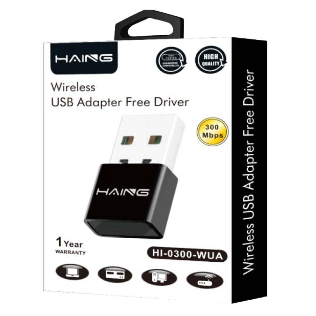 محول واي فاي USB 11n بسرعة 300 ميجابت في الثانية من HAING HI-0300-WUA