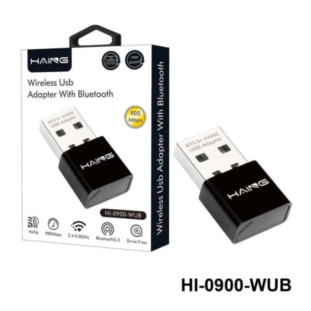 محول USB لاسلكي HAING HI-0900-WUB مع بلوتوث BT5.3+AX900 USB